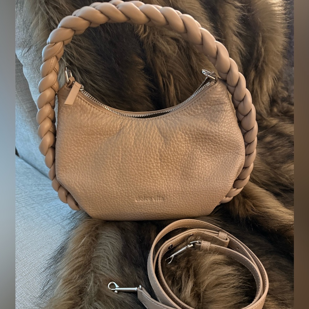 Dolce Vita Beige Braided Shoulder Bag